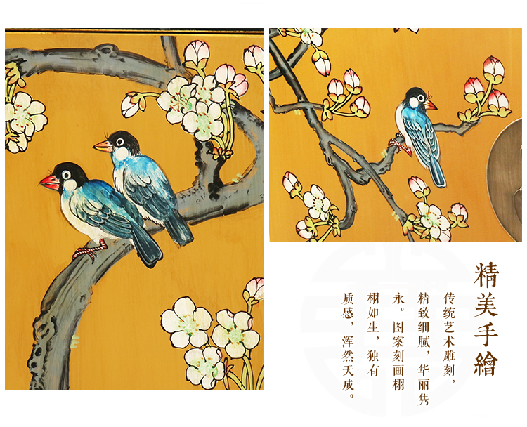 新中式家具實木手繪翹頭玄關柜