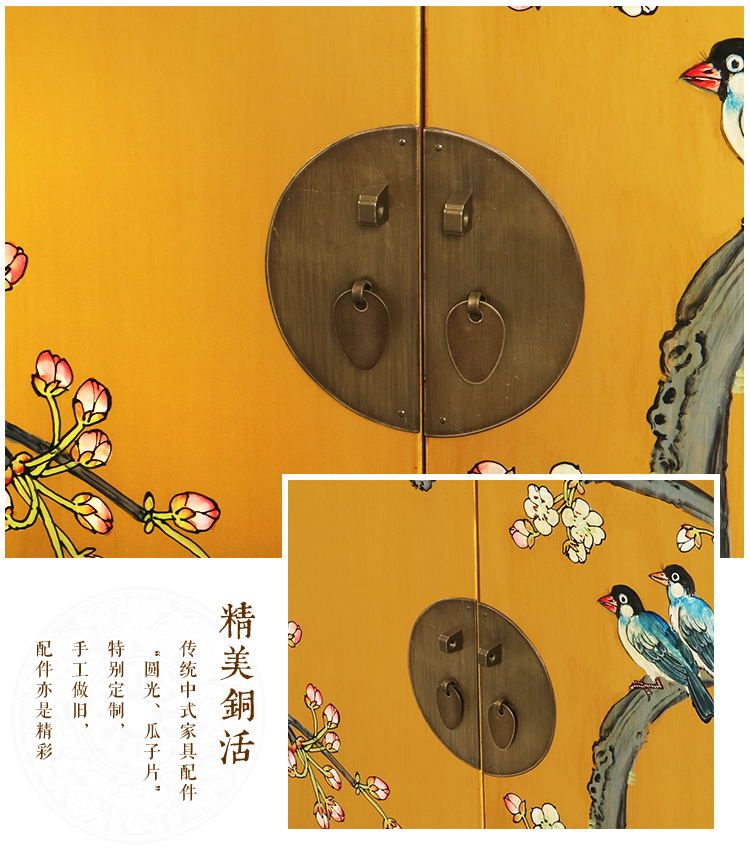 新中式家具實木手繪翹頭玄關柜