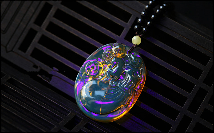 天然藍(lán)珀吊墜黑瑪瑙項鏈