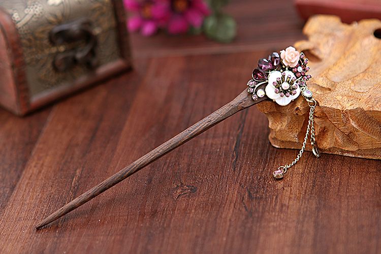 復(fù)古家佳樂(lè)文學(xué)步搖木簪流蘇發(fā)簪