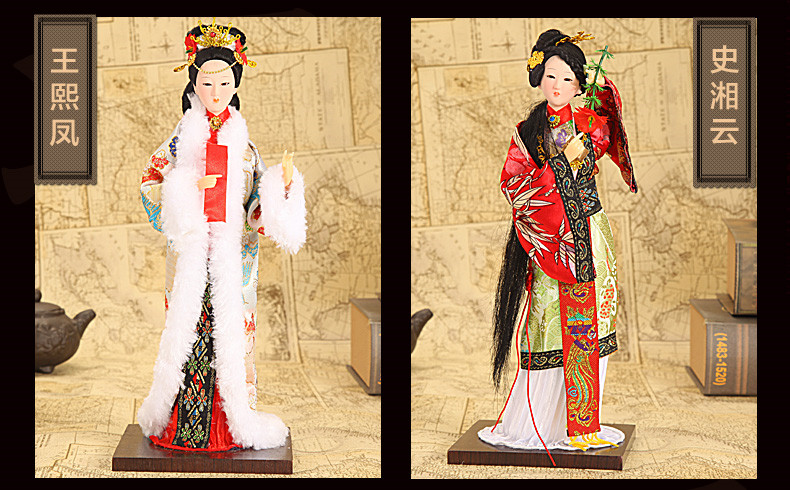 北京傳統(tǒng)絹人擺件十三釵四大美女工藝品