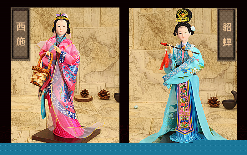 北京傳統(tǒng)絹人擺件十三釵四大美女工藝品
