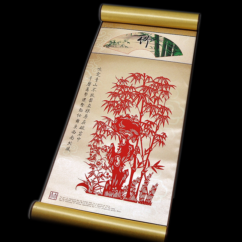 家佳樂文學(xué)特色手工藝品剪紙卷軸畫梅蘭竹菊