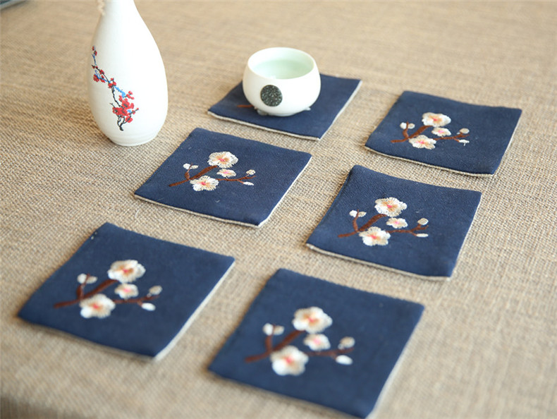 家佳樂文學(xué)刺繡花桌旗梅花茶席布藝禪意