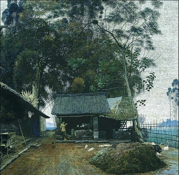 家佳樂文學山水村莊油畫插畫