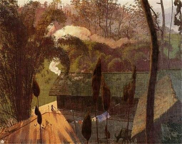 家佳樂文學山水村莊油畫插畫