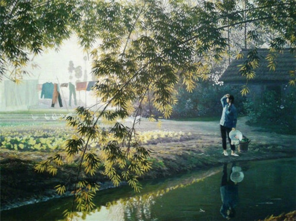 家佳樂文學山水村莊油畫插畫