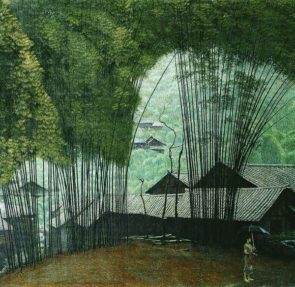 家佳樂(lè)文學(xué)山水村莊油畫(huà)插畫(huà)