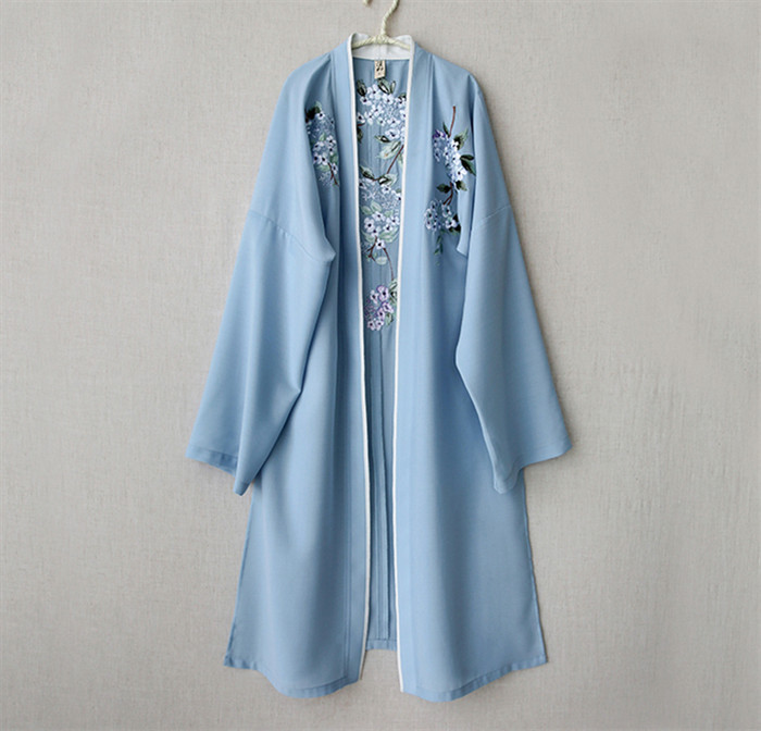  家佳樂文學(xué)設(shè)計(jì)刺繡漢元素長(zhǎng)款褙子