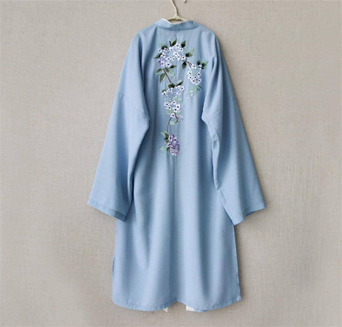  家佳樂文學(xué)設(shè)計(jì)刺繡漢元素長(zhǎng)款褙子