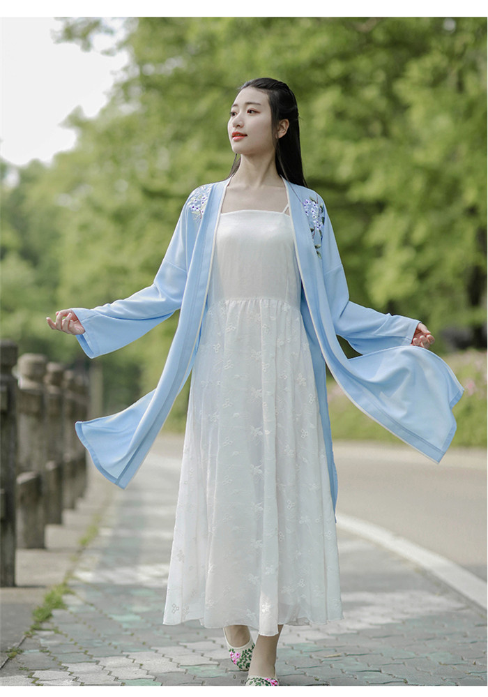  家佳樂文學(xué)設(shè)計(jì)刺繡漢元素長(zhǎng)款褙子