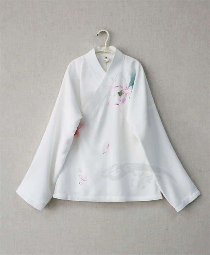 手繪漢元素漢服女交領(lǐng)雙層長(zhǎng)袖上衣