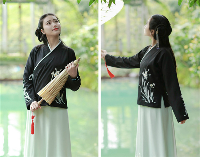 傳統(tǒng)漢元素中式上衣，交領(lǐng)中衣