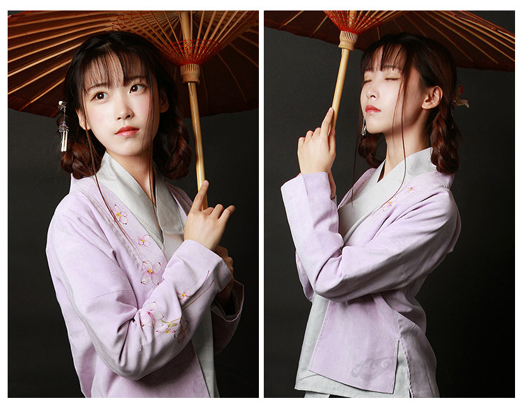 家佳樂文學女裝手繪日常漢服中式對襟上衣