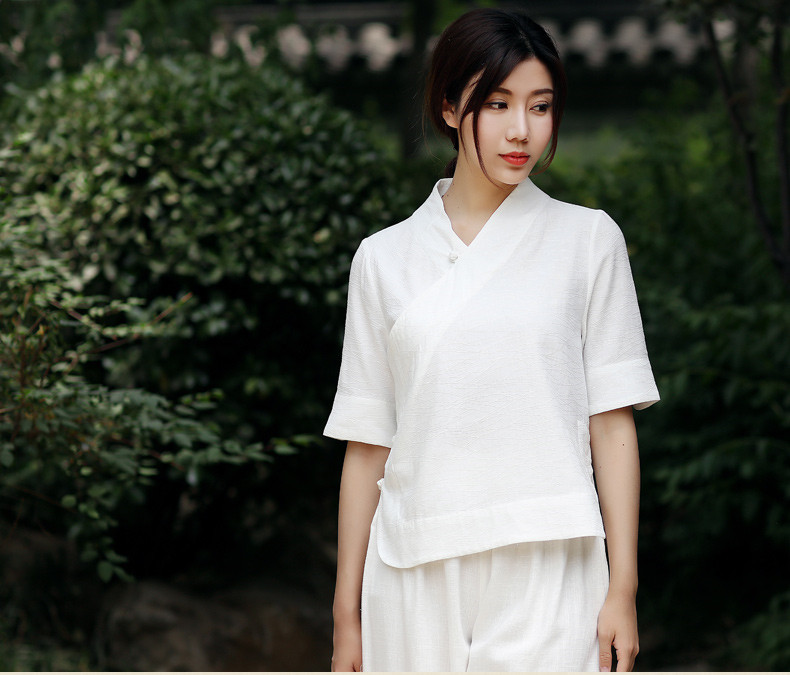 中式茶藝服裝盤扣上衣改良唐裝