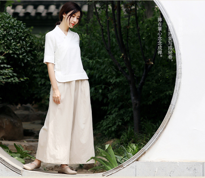 中式茶藝服裝盤扣上衣改良唐裝