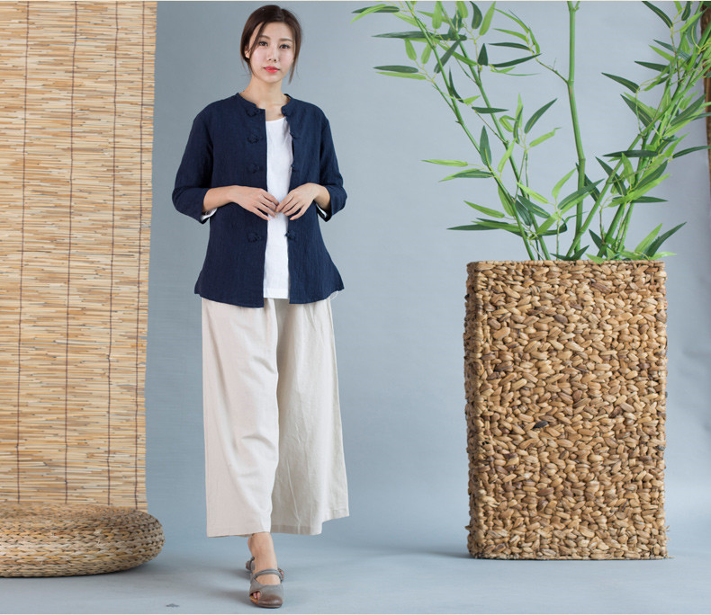 家佳樂(lè)文學(xué)唐裝女外套七分袖中式茶服