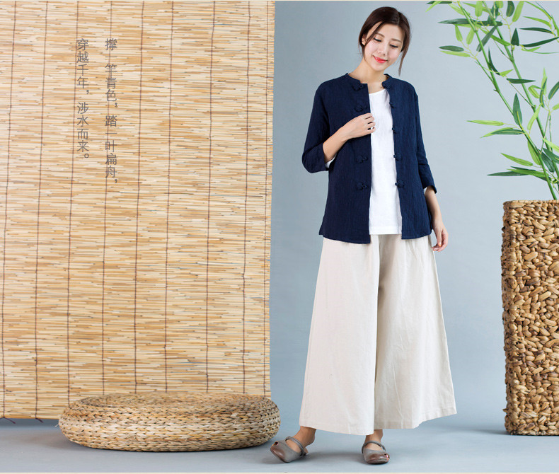 家佳樂(lè)文學(xué)唐裝女外套七分袖中式茶服