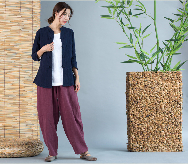 家佳樂(lè)文學(xué)唐裝女外套七分袖中式茶服