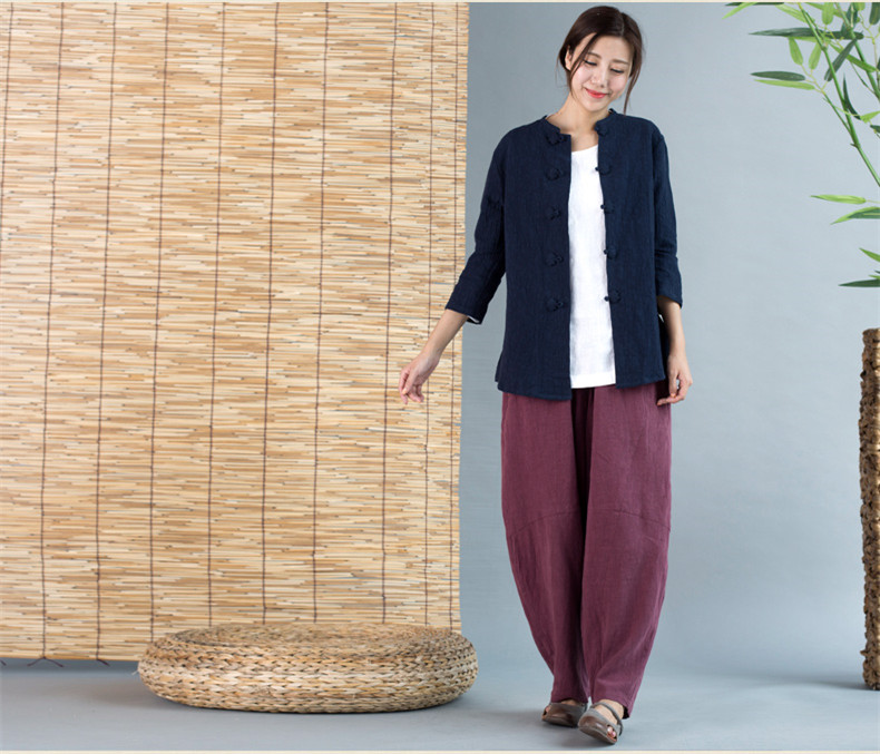 家佳樂(lè)文學(xué)唐裝女外套七分袖中式茶服