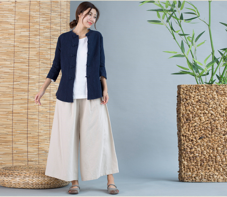 家佳樂(lè)文學(xué)唐裝女外套七分袖中式茶服