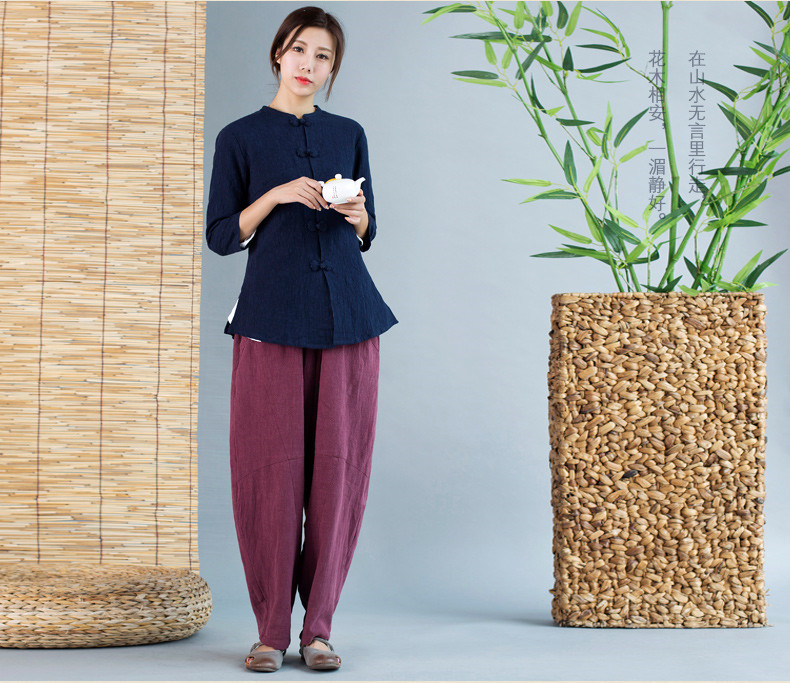 家佳樂文學(xué)唐裝女外套七分袖中式茶服