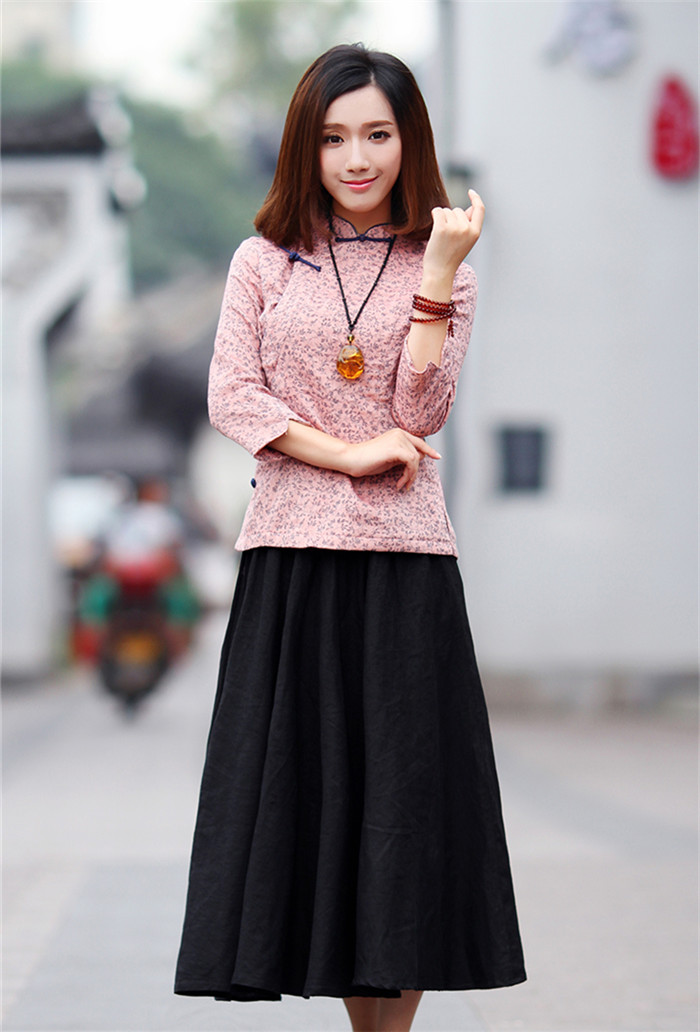 唐裝上衣女秋裝民國風(fēng)棉茶服長袖