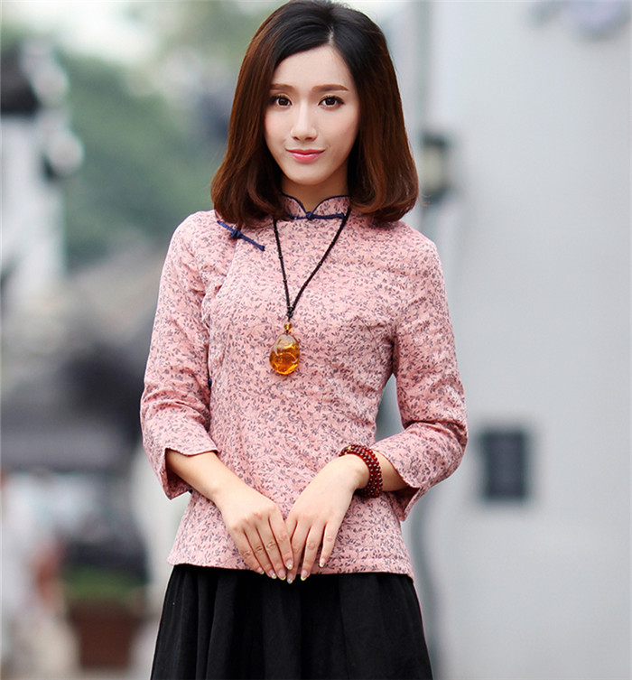 唐裝上衣女秋裝民國風(fēng)棉茶服長袖