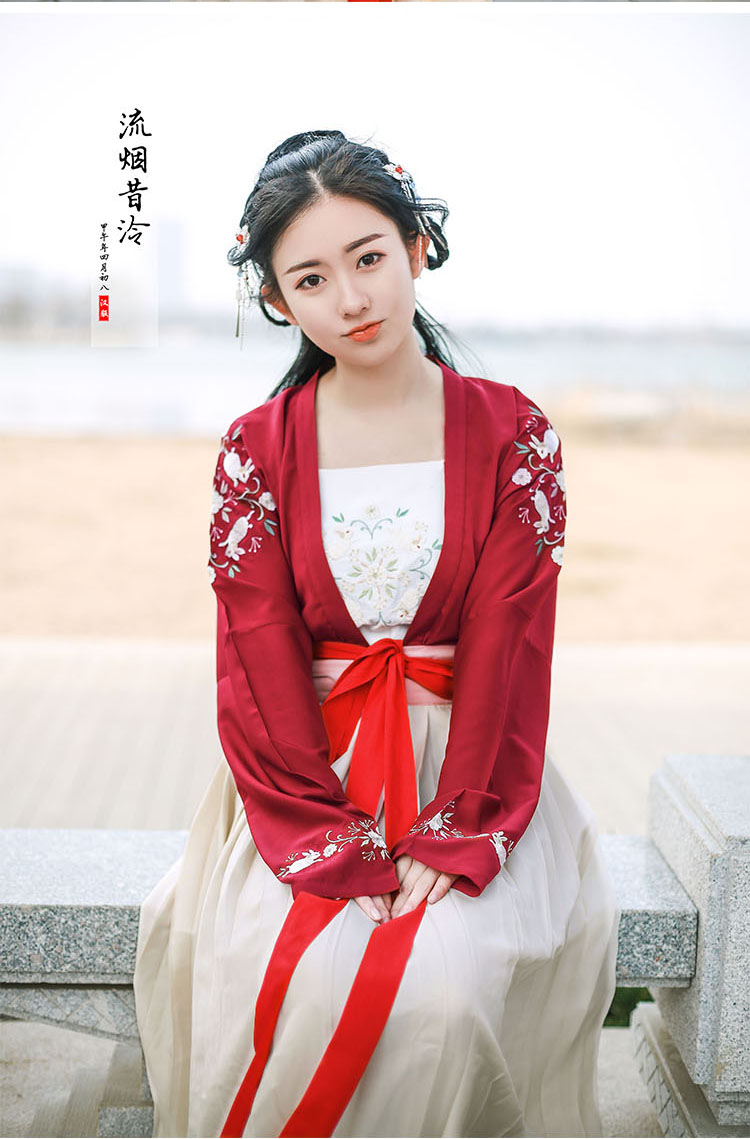 漢服女夏裝對(duì)襟齊腰齊胸襦裙