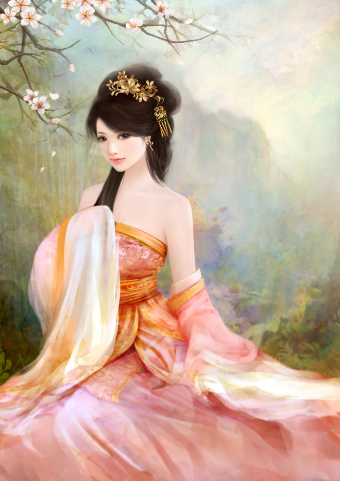 甜美可人古風(fēng)美女插畫立繪圖片