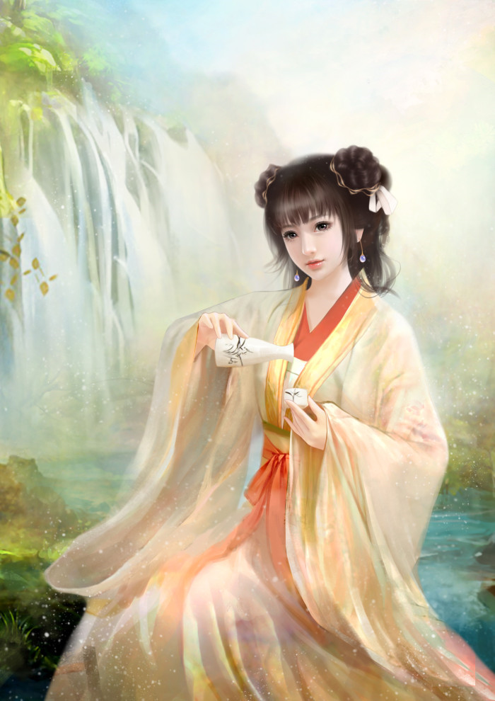 甜美可人古風(fēng)美女插畫立繪圖片