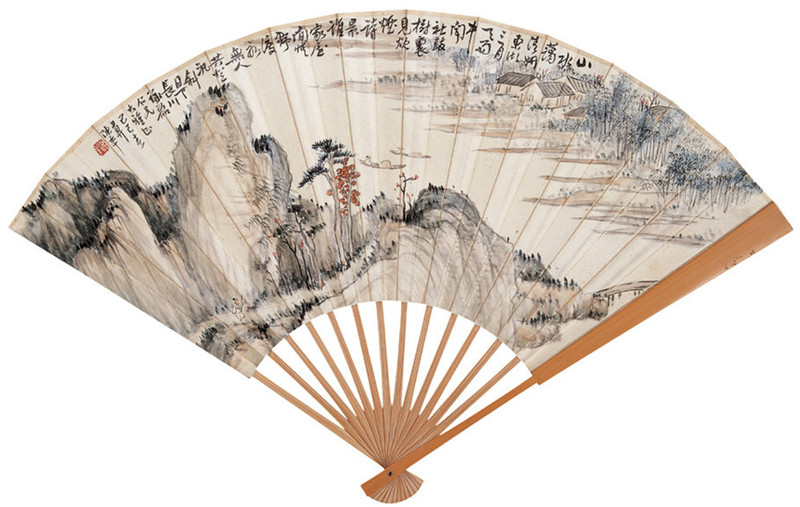 國(guó)畫(huà)大師陳半丁山水扇面