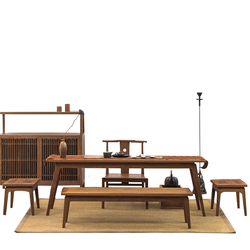 新中式實木茶桌椅組合，簡約現(xiàn)代客廳禪意茶臺