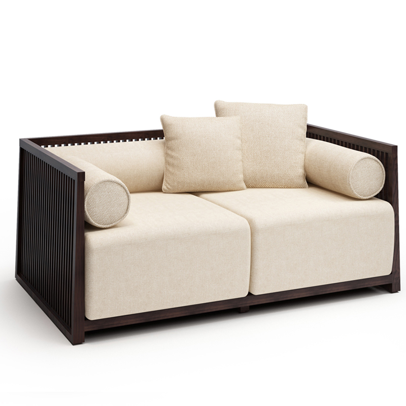 中式實(shí)木沙發(fā)組合，簡(jiǎn)約現(xiàn)代客廳布藝沙發(fā)