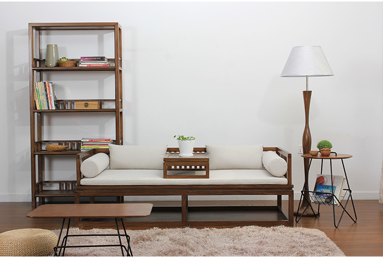 新中式老榆木羅漢床，免漆禪意床榻茶幾