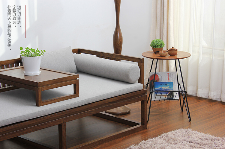新中式老榆木羅漢床，免漆禪意床榻茶幾