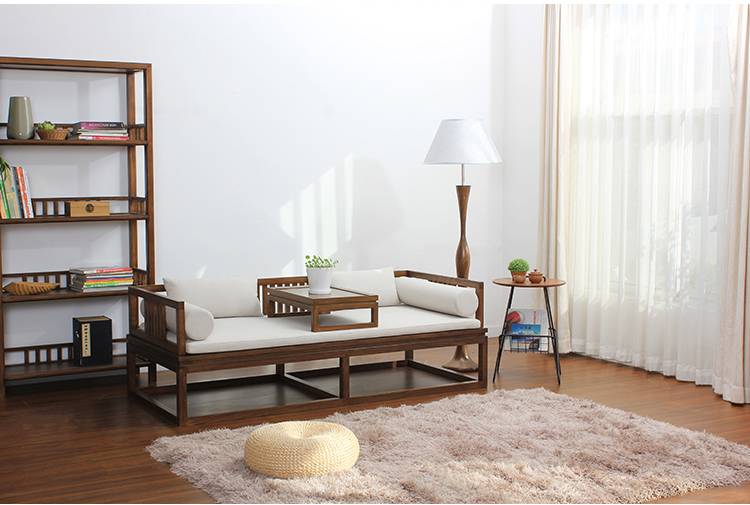 新中式老榆木羅漢床，免漆禪意床榻茶幾