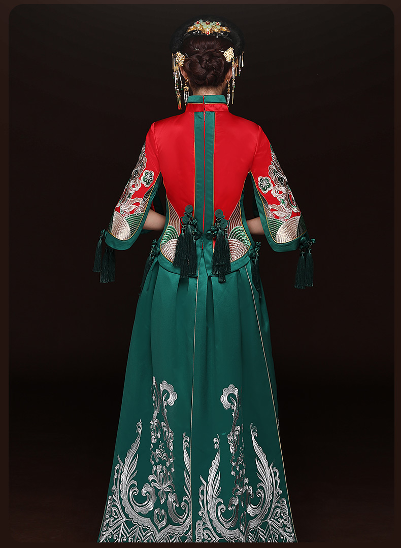 秋季新款紅色敬酒服，改良旗袍長款