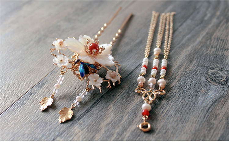 古典手工發(fā)簪，燒藍(lán)景泰藍(lán)帶流蘇發(fā)釵