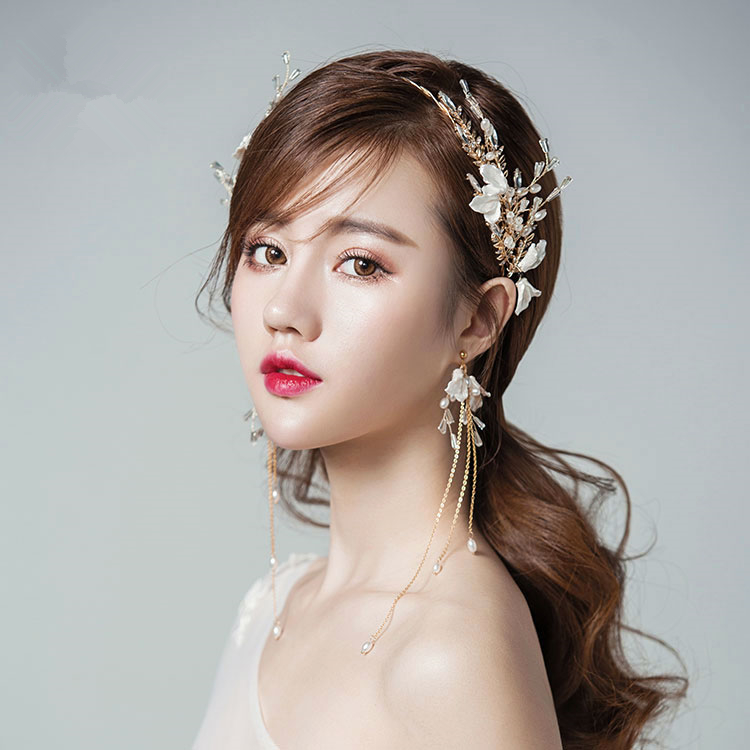 水晶頭花發(fā)箍頭飾，精美金色古典發(fā)飾