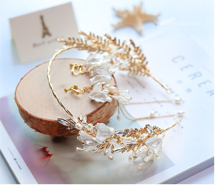 水晶頭花發(fā)箍頭飾，精美金色古典發(fā)飾