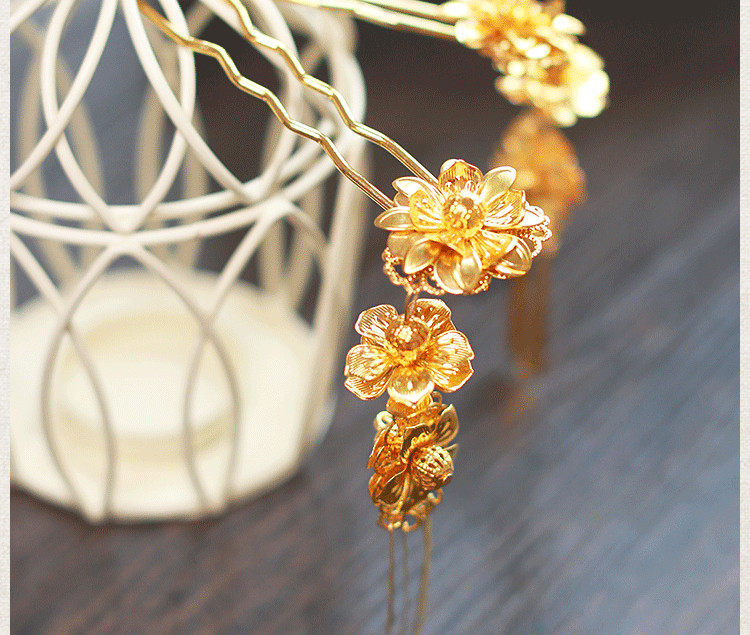 女子金色流蘇古風(fēng)頭飾，鳳冠配飾品