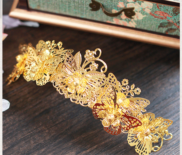 女子金色流蘇古風(fēng)頭飾，鳳冠配飾品