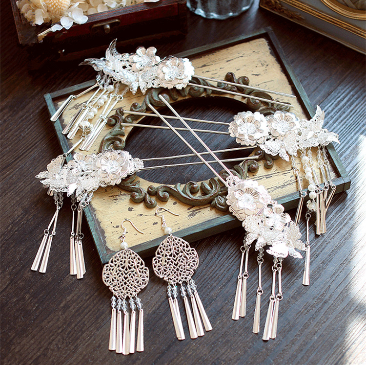 家佳樂文學(xué)銀白色步搖，新文藝復(fù)古發(fā)簪