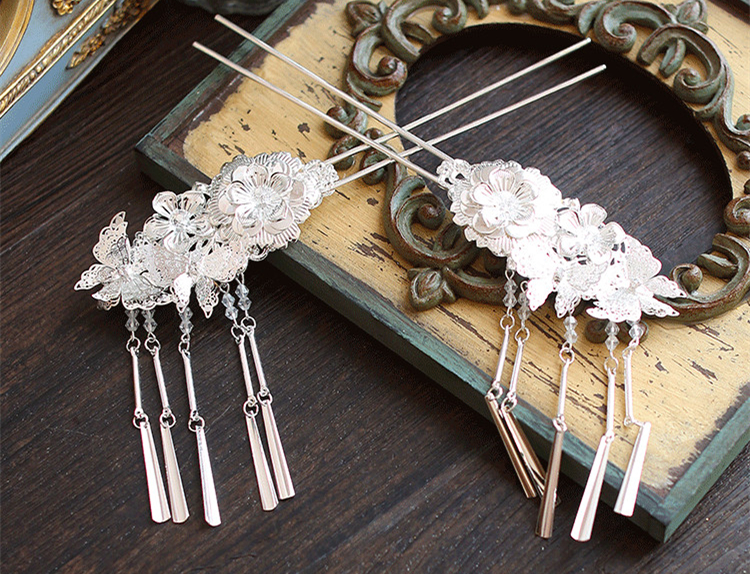 家佳樂文學(xué)銀白色步搖，新文藝復(fù)古發(fā)簪
