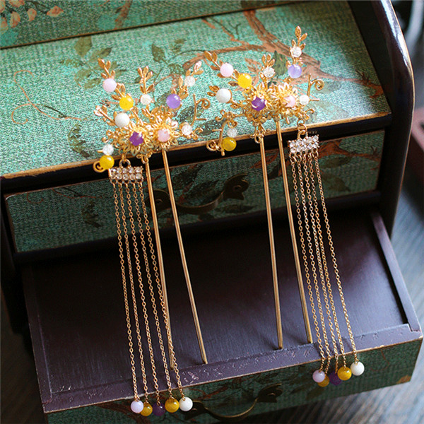 中式古典純手工發(fā)飾，婚禮頭飾蝴蝶彩珠