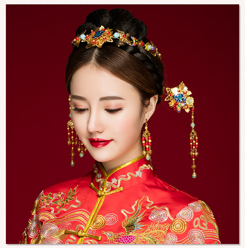 古典步搖新娘發(fā)飾，古式婚禮發(fā)簪