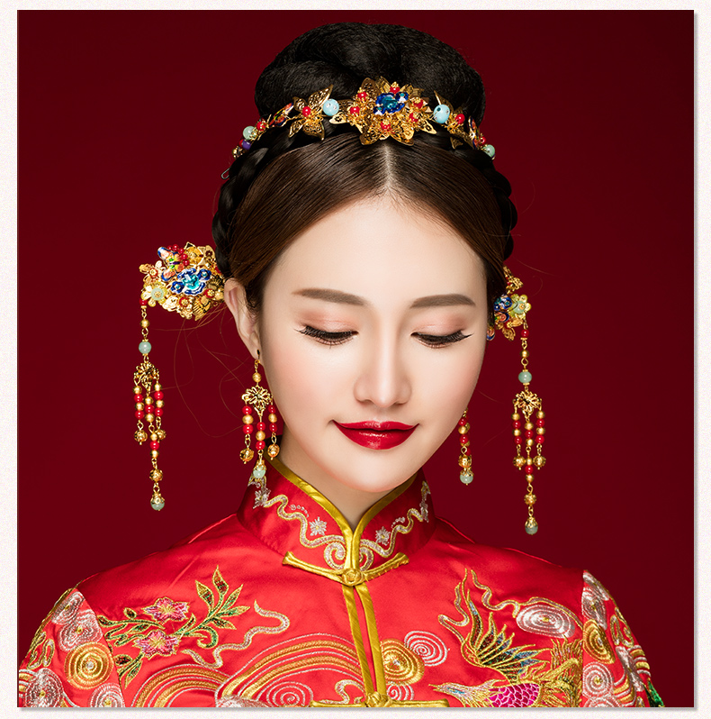 古典步搖新娘發(fā)飾，古式婚禮發(fā)簪