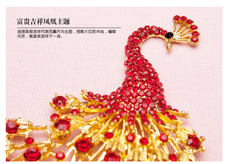 金色中式新娘鳳凰頭飾，盤發(fā)插梳敬酒服發(fā)飾