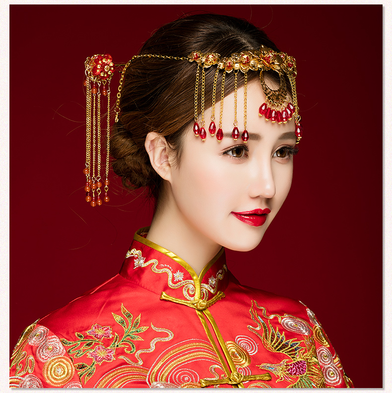 中式古典步搖額飾，優(yōu)雅高貴眉心墜